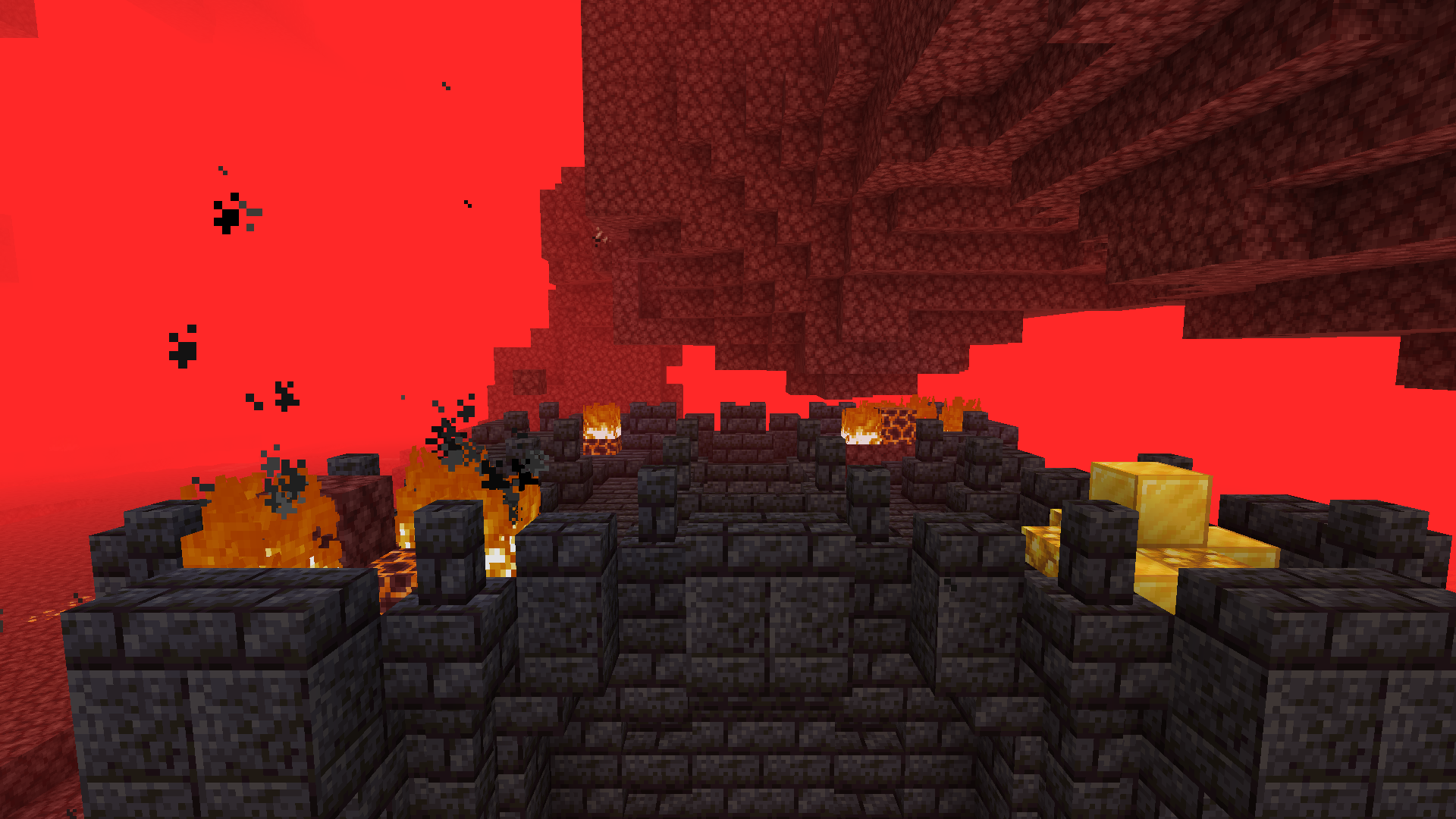 Formations Nether 黑石城堡的顶部通道与墙垛。